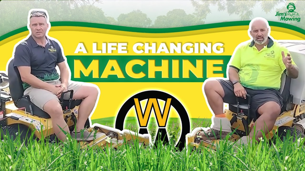 Gerald Schlebusch and Ian Hollis are discussing how Walker Mowers improve productivity and cut costs for Jim’s Mowing franchisees
