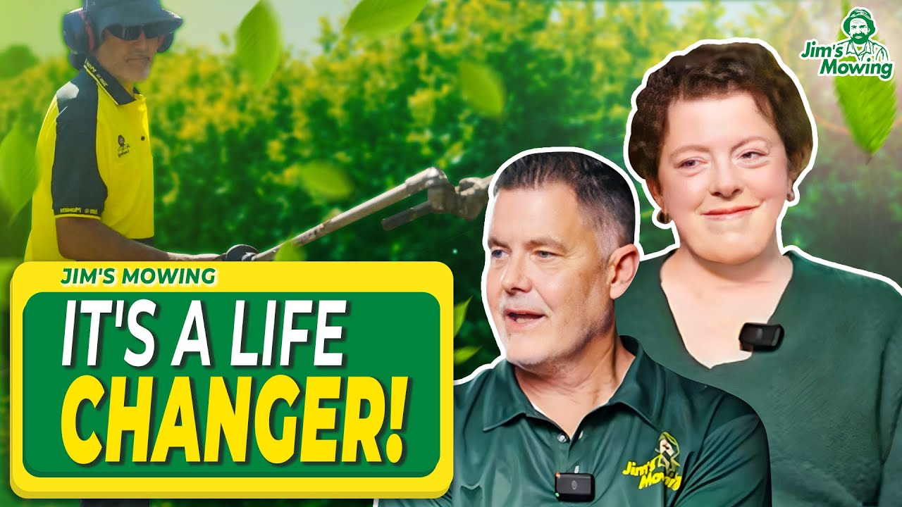 John and Jodie Wildes discussing how their Jim’s Mowing franchise grew into an eight-staff, four-trailer business
