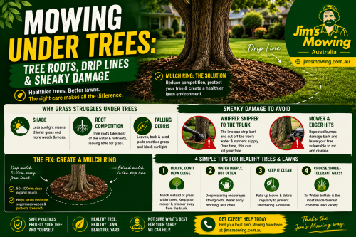 Mowing Under Trees: Tree Roots, Drip Lines and Sneaky Damage