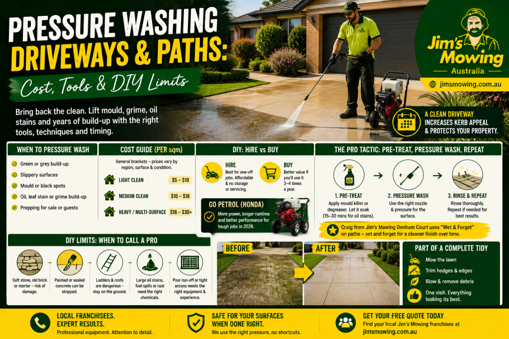 Pressure Washing Driveways & Paths: Cost, Tools & DIY Limits