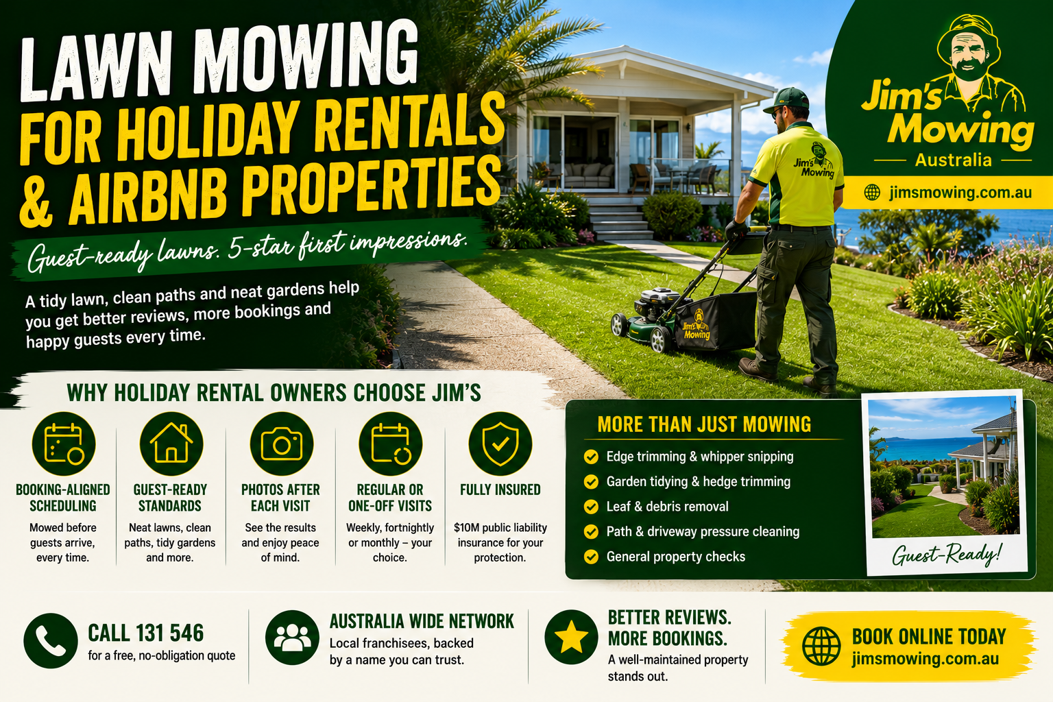 Lawn Mowing for Holiday Rentals & Airbnb Properties
