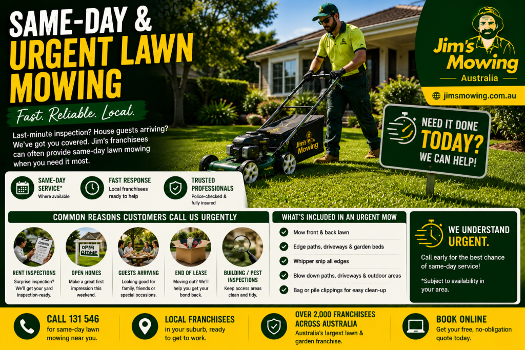 Same-Day & Urgent Lawn Mowing in Australia